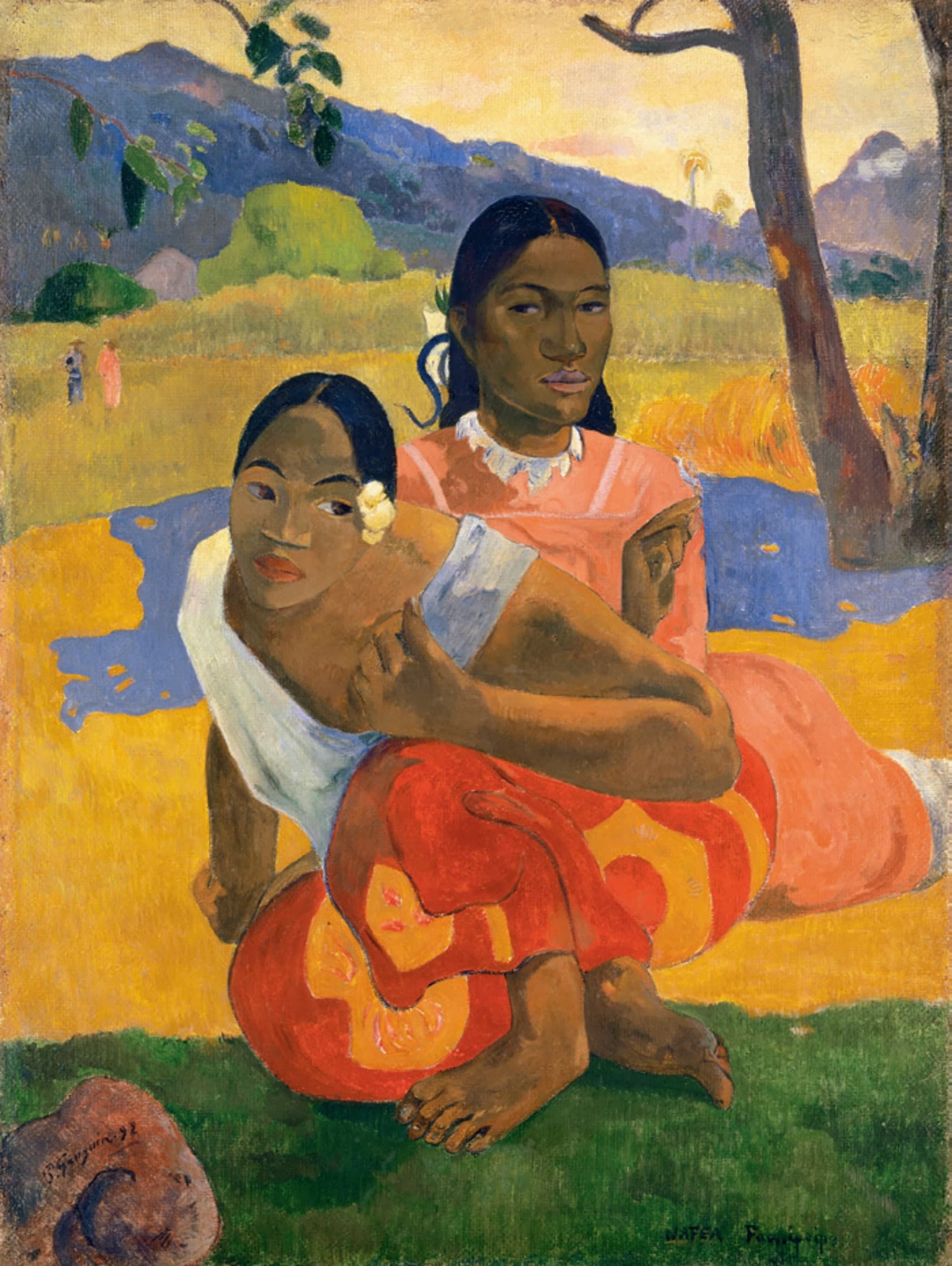 A vertical oil painting on canvas, a little over a metre high, presenting figures in a composed scene; the work dates from 1892 and is known by a title that asks when someone will marry.