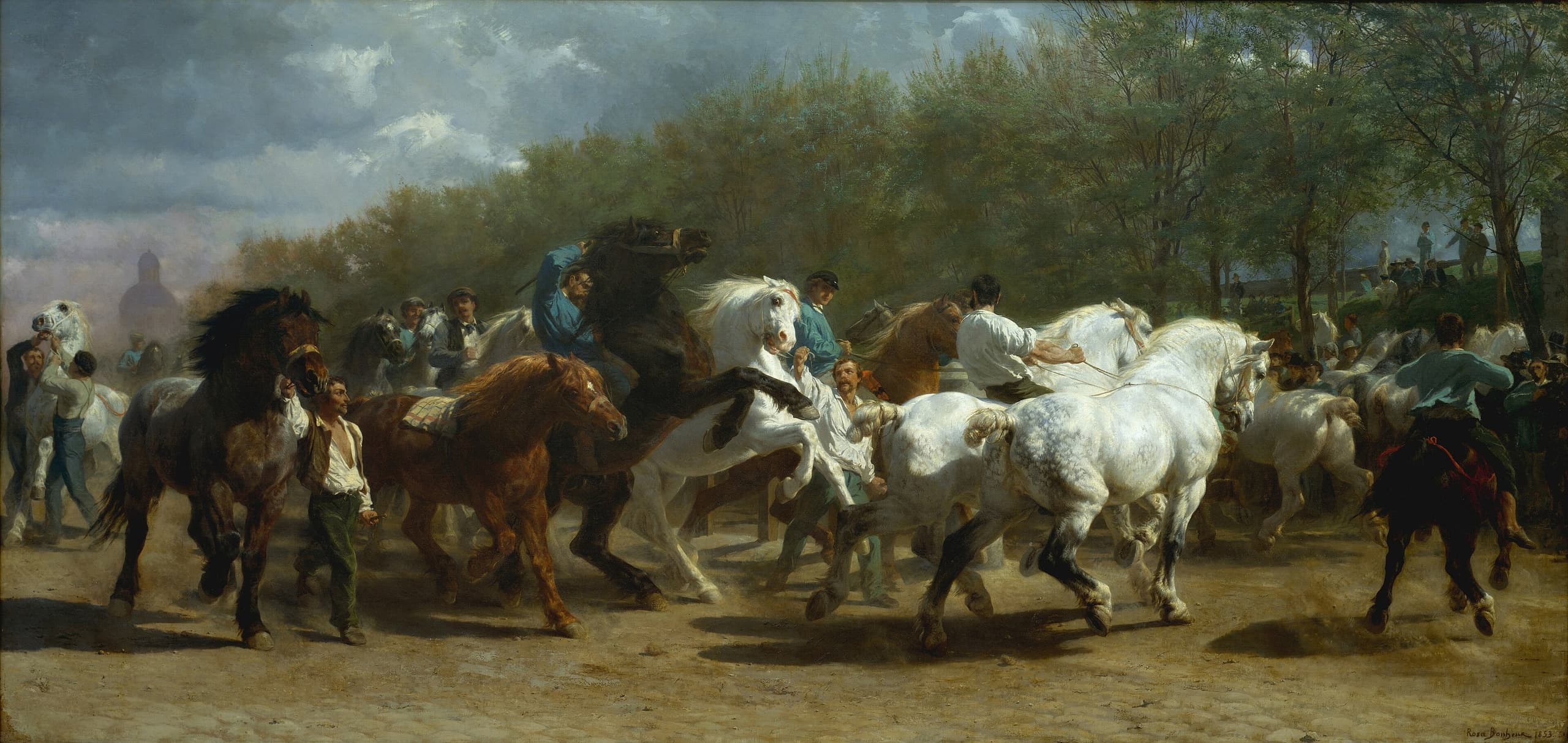 A very wide oil painting on canvas, 244.5 centimetres (8 ft) high and 506.7 centimetres (16 ft 7 in) wide; the supplied record does not describe the pictured scene.
