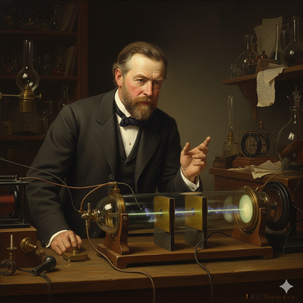 J.J. Thomson discovering the electron