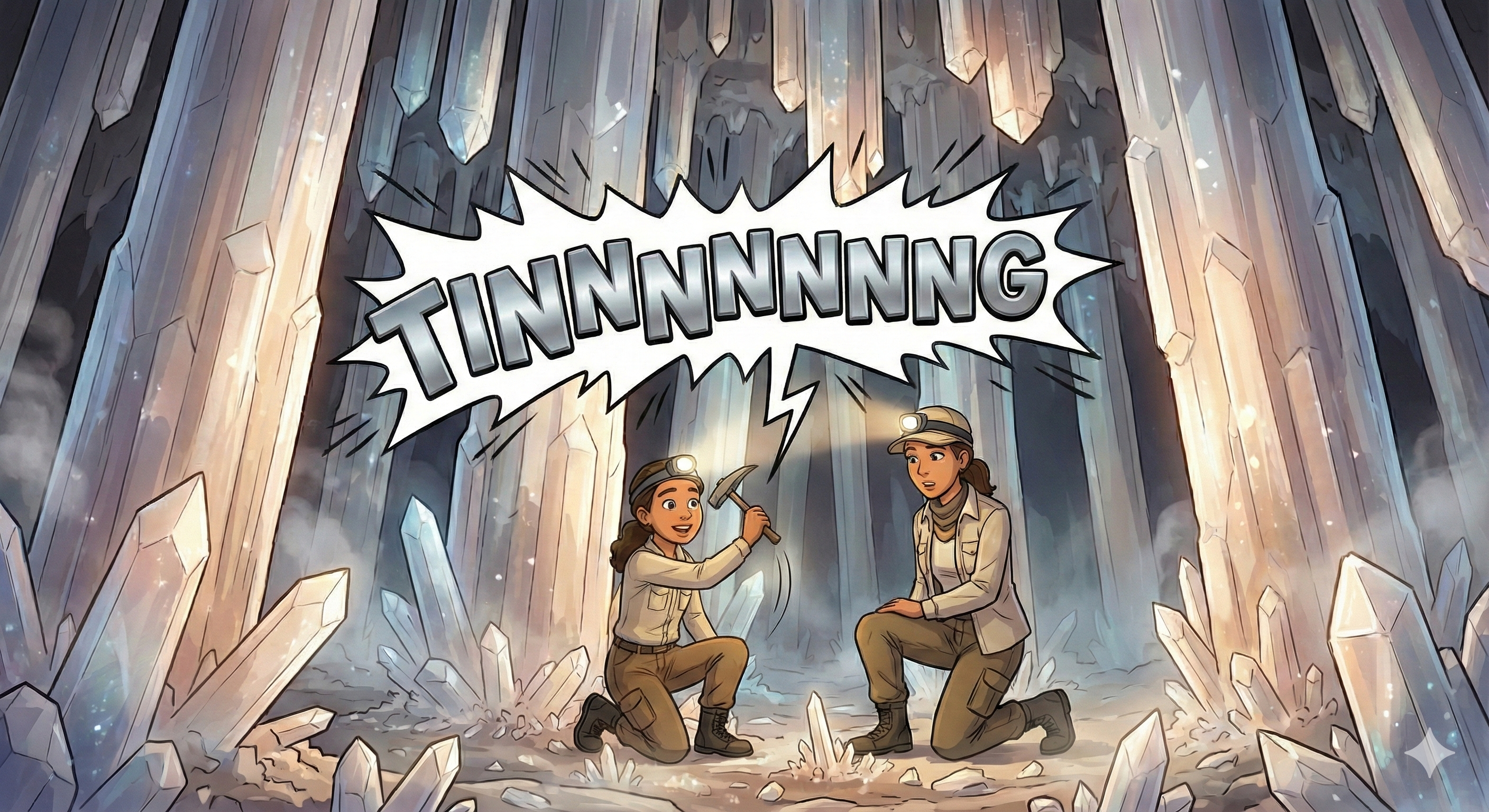 Giant selenite crystals glowing in warm light