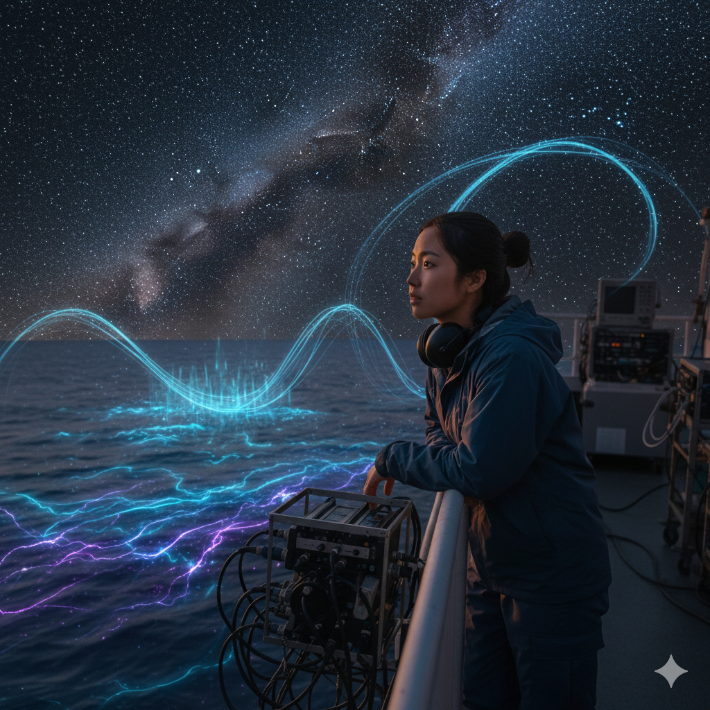 Lani listening to the ocean under the stars