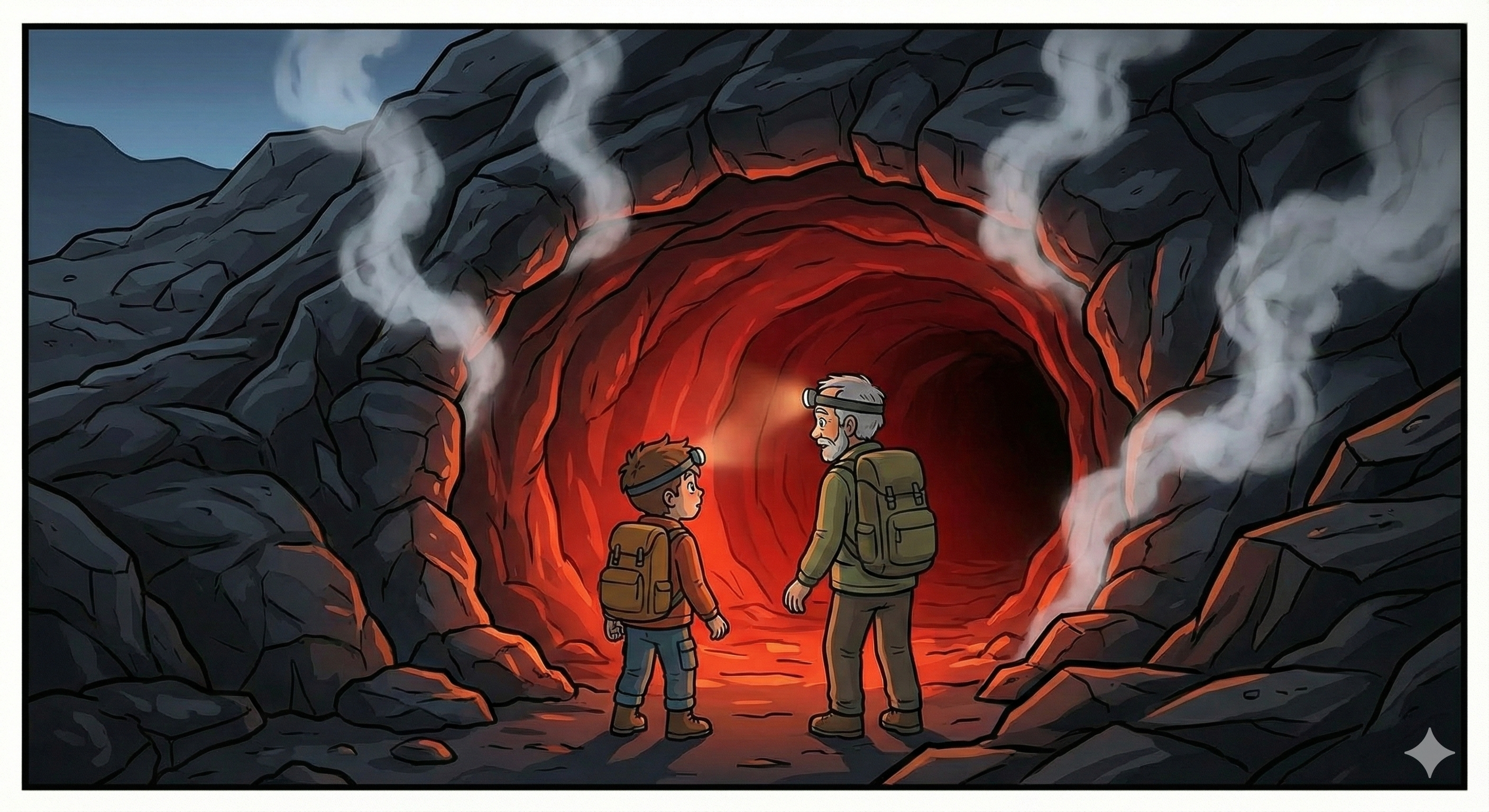 Entering the lava tube