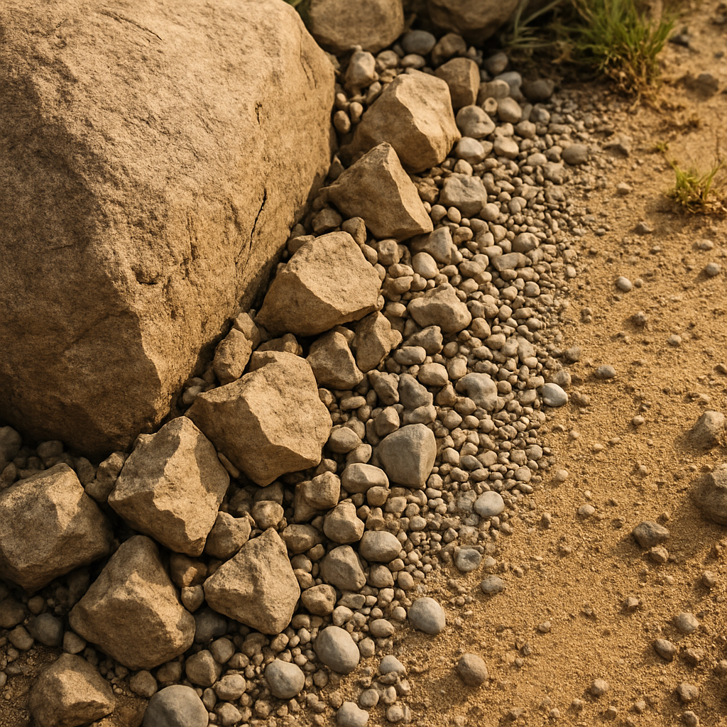 Rocks in various stages of weathering and breaking down